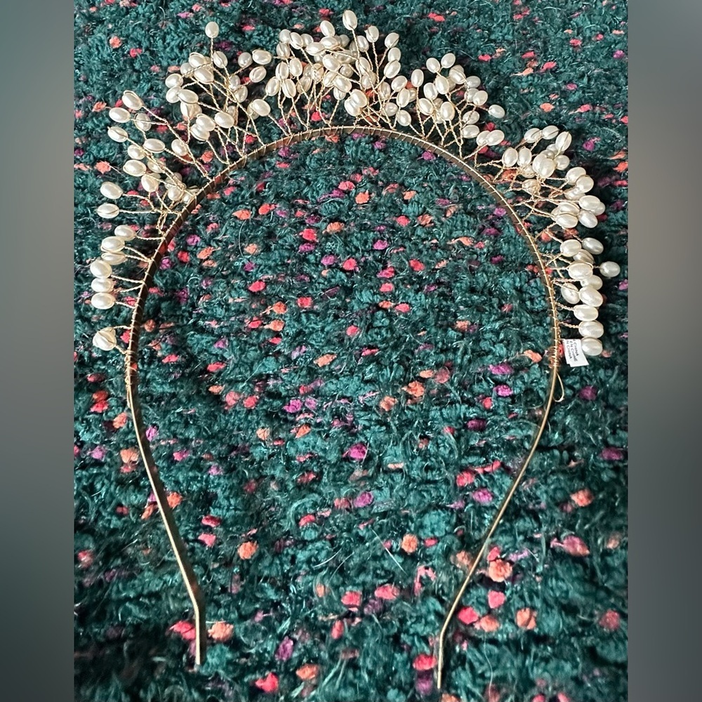 ✨NWT BHLDN Bowie Pearl Headband Bridal Hair Accessory Ivory Gold - Picture 10 of 10